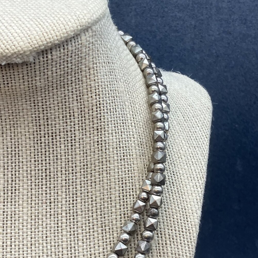 Moon C Paris Necklace Silver Dual Strand Geometric Beads Adjustable Chain BoHo - Picture 8 of 8